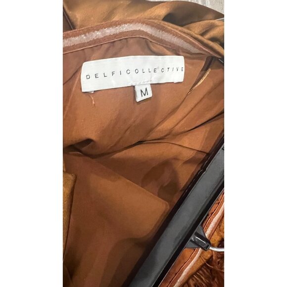 DELFI COLLECTIVE Adrienne Ostrich Feather Strapless bronze Mini dress size M - Picture 8 of 11